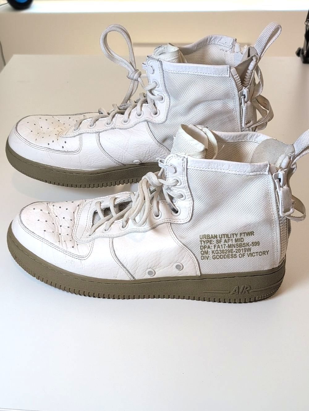 Nike Air Urban Utility High-Tops in Off-White with Olive Sole